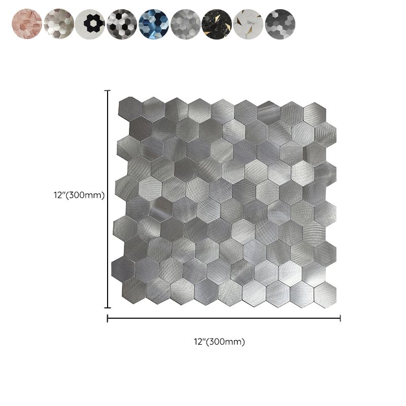 Lisslune | Hexagonal Mosaic Tiles Metal Peel and Stick Tiles for Kitchen and Bathroom, 11.8" x 11.8"