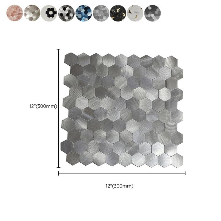 Lisslune | Hexagonal Mosaic Tiles Metal Peel and Stick Tiles for Kitchen and Bathroom, 11.8" x 11.8"