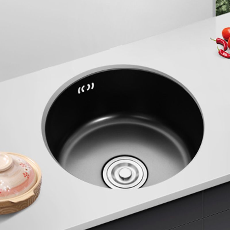 Lisslune | Single Bowl Kitchen Sink Round Stainless Steel Sink with Drain Basket Kits
