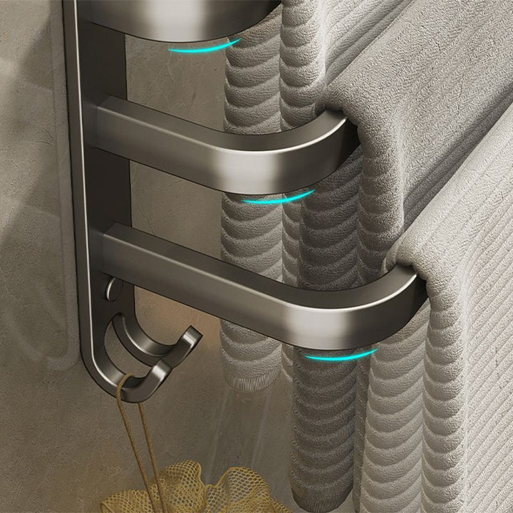 Lisslune | 2-piece modern bathroom accessory set in matte grey aluminum towel rail