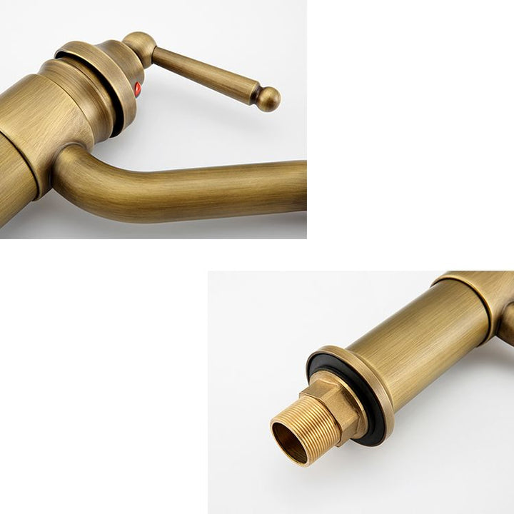 Lisslune | Brass Bathroom Vessel Basin Faucet Single Lever Handle Round Basin Faucet with Water Hose