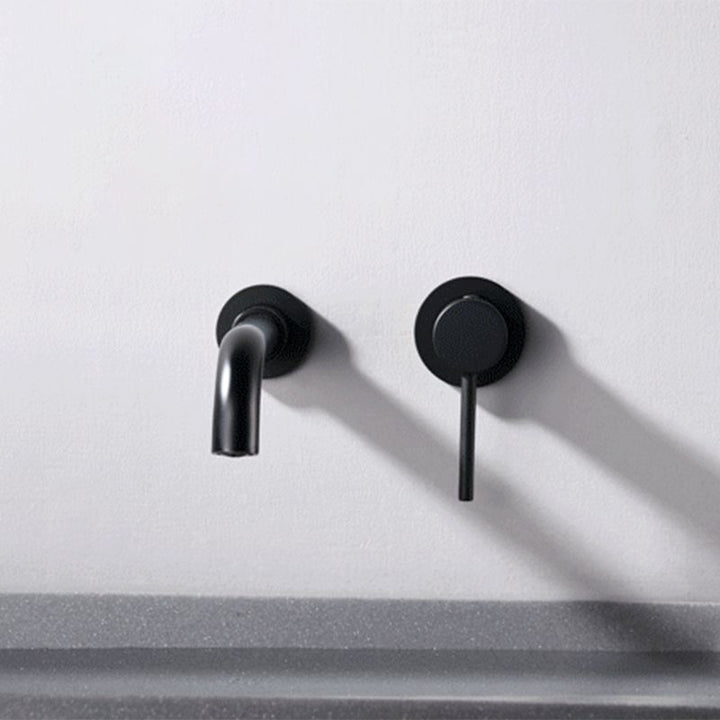 Lisslune | Round Single Lever Bathroom Faucet 2-Hole Wall Mounted Bathroom Faucet with Swivel Spout