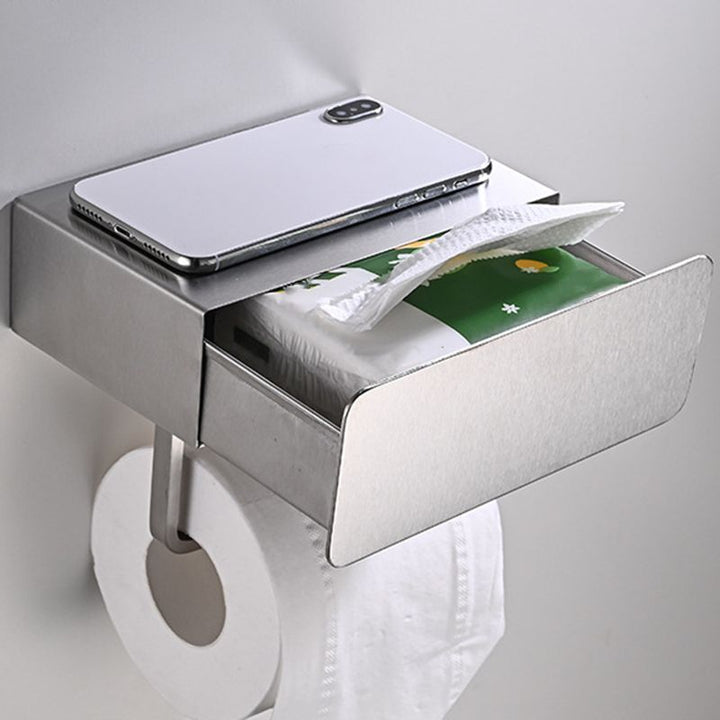 Lisslune | 2-piece stainless steel classic bathroom accessory set black & chrome paper holder