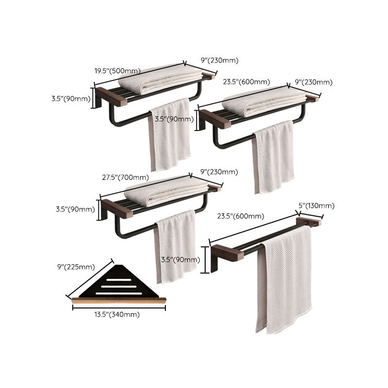 Lisslune | 7-piece bathroom accessory set metal bath set with wood accents