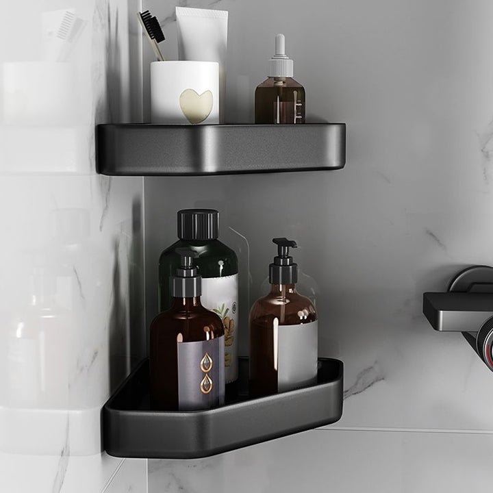 Lisslune | Matt black bathroom accessories set Modern anti-rust 1/2/3-piece bathroom shelf