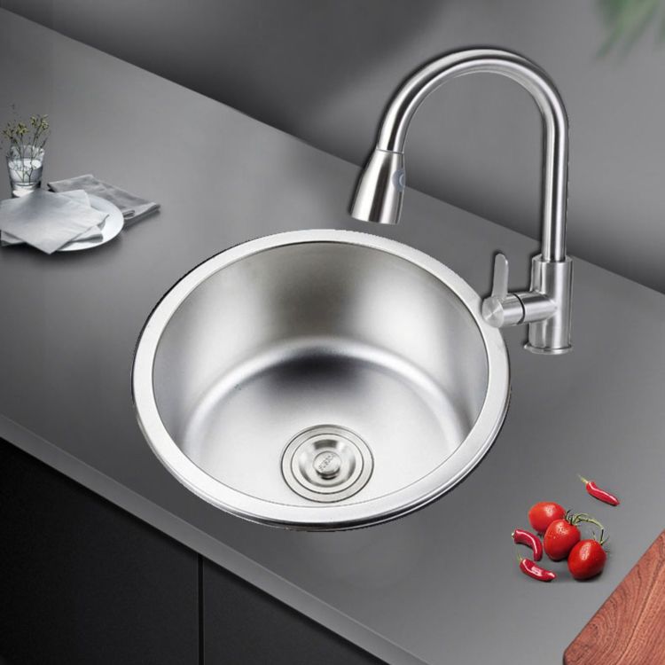 Lisslune | Round Stainless Steel Sink Built-in Sink with Basket Strainer