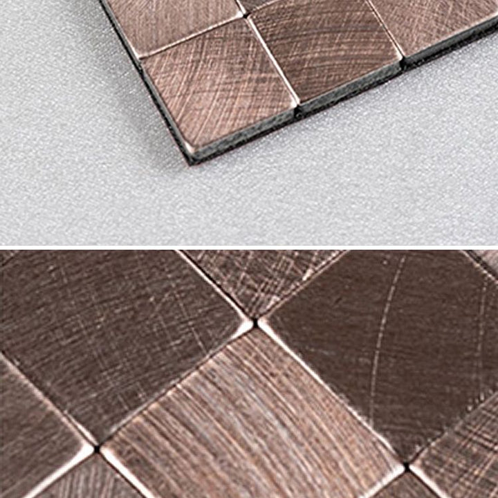 Lisslune | Mosaic Tiles Wallpaper Square Shape Peel and Stick Mosaic Tiles with Metal Look
