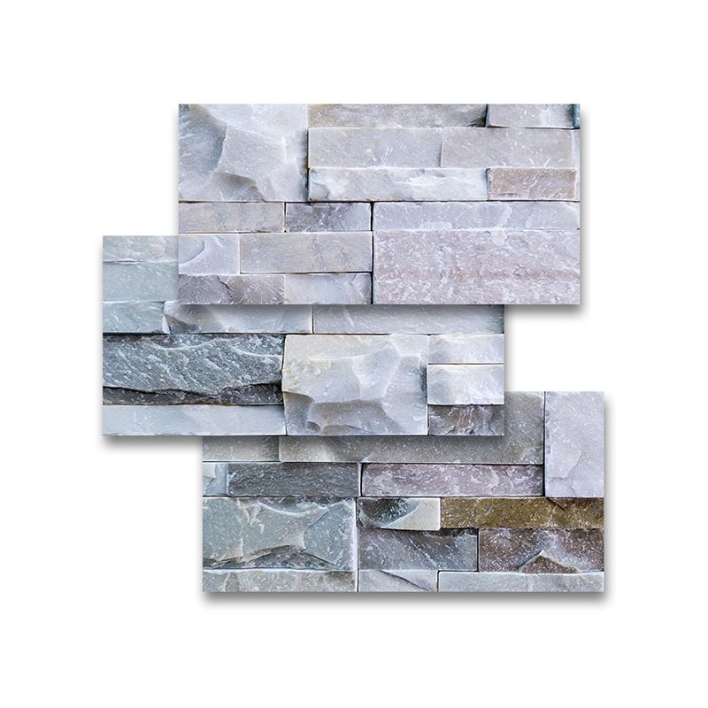 Lisslune | Modern Gray PVC Peel and Stick Tiles Rectangular Stacked Stone Mosaic Tile