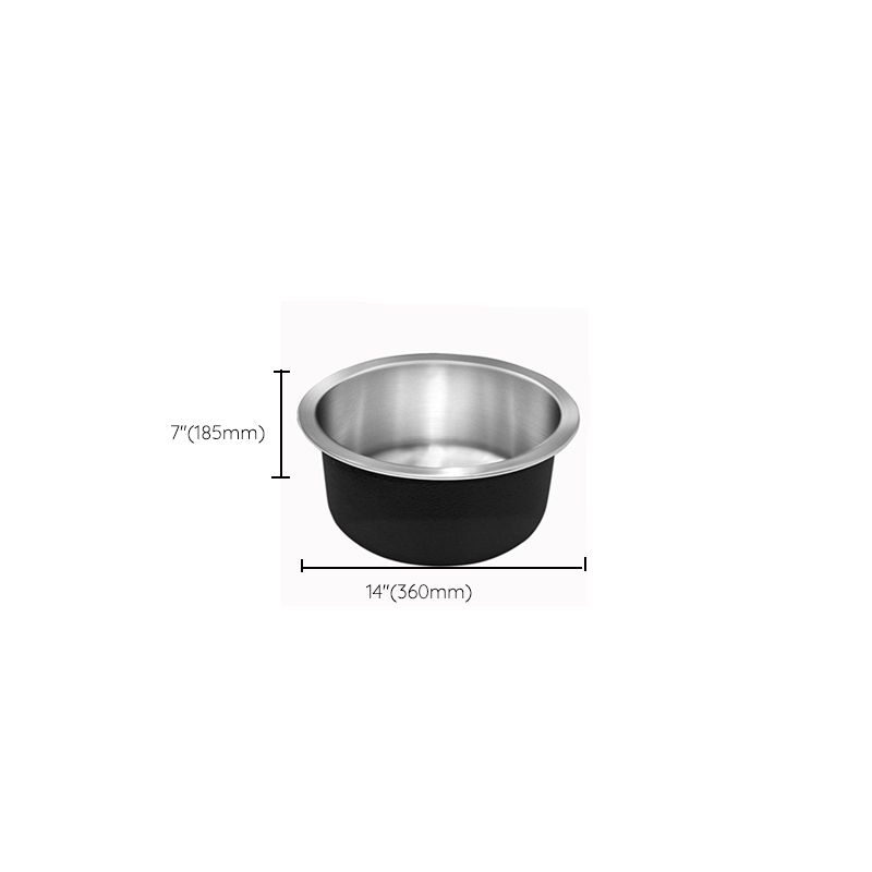 Lisslune | Contemporary Single Bowl Kitchen Sink Round Stainless Steel Sink with Drain Strainer Set