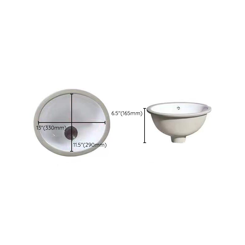 Lisslune | Modern Under-Mount Sink Oval Porcelain with Pop-Up Drain Sink