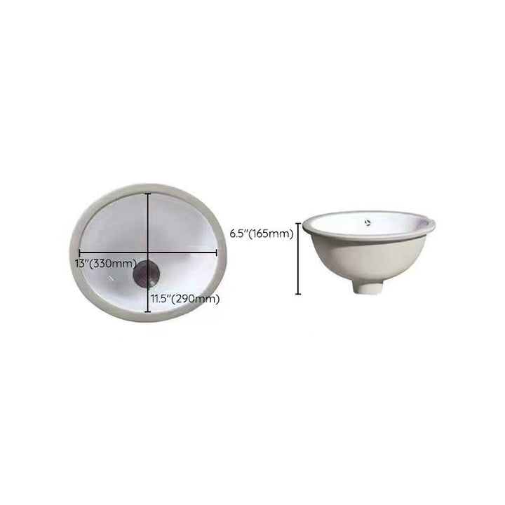 Lisslune | Modern Under-Mount Sink Oval Porcelain with Pop-Up Drain Sink