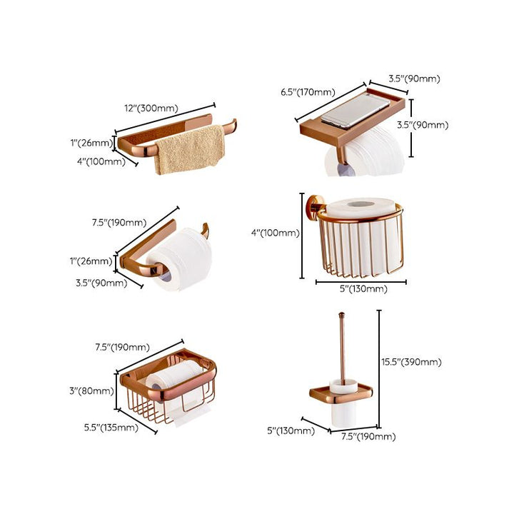Lisslune | 6-piece Bathroom Accessory Set Vintage Brass Bath Hardware Set