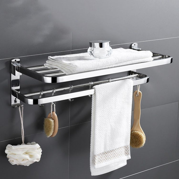 Lisslune | Modern Bathroom Accessory Set Made of Chrome-Plated Stainless Steel with Bathrobe Hook/Towel Bar