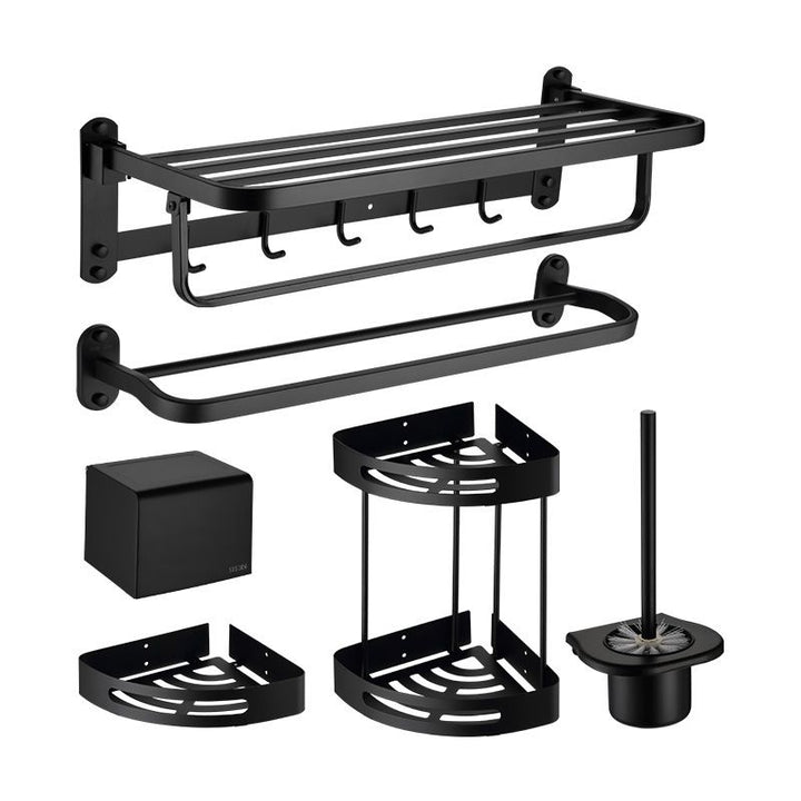 Lisslune | Modern Bathroom Accessory Set Bath Shelf Towel Holder Matte Black Bath Hardware Set