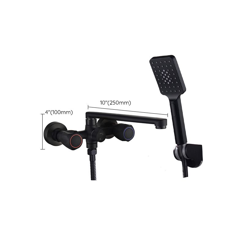 Lisslune | Modern Bathtub Faucet Trim Black Wall Mounted Swivel Spout with Hand Shower