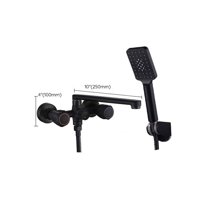 Lisslune | Modern Bathtub Faucet Trim Black Wall Mounted Swivel Spout with Hand Shower