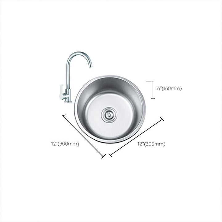 Lisslune | Round Single Bowl Kitchen Sink Stainless Steel Sink with Drain Strainer Set