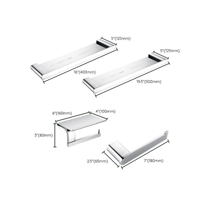 Lisslune | Contemporary Bathroom Accessories Hardware Set in Silver with Soap Dish
