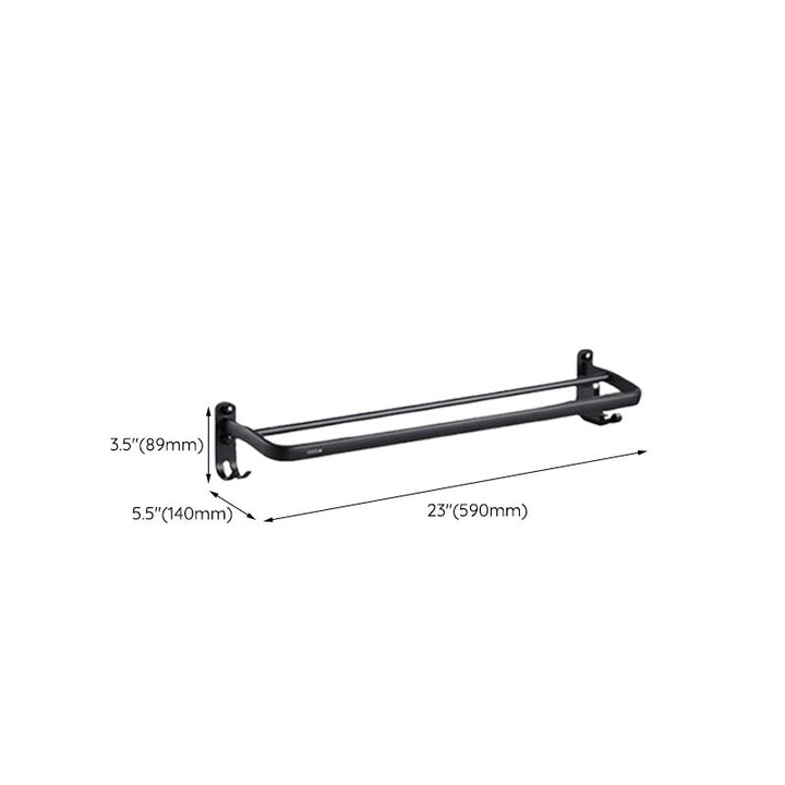 Lisslune | Contemporary bathroom accessory set with black surface and bath shelf/towel bar