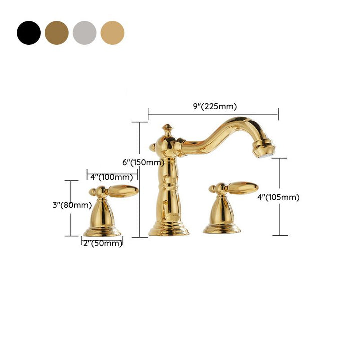 Lisslune | European Style Widespread Basin Mixer Brass 2 Handle Bathroom Vessel Mixer with Hoses