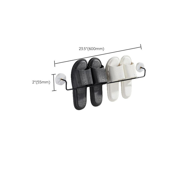 Lisslune | Matt Black Bathroom Accessory Set made of Metal & Marble with Bath Shelf/Towel Holder