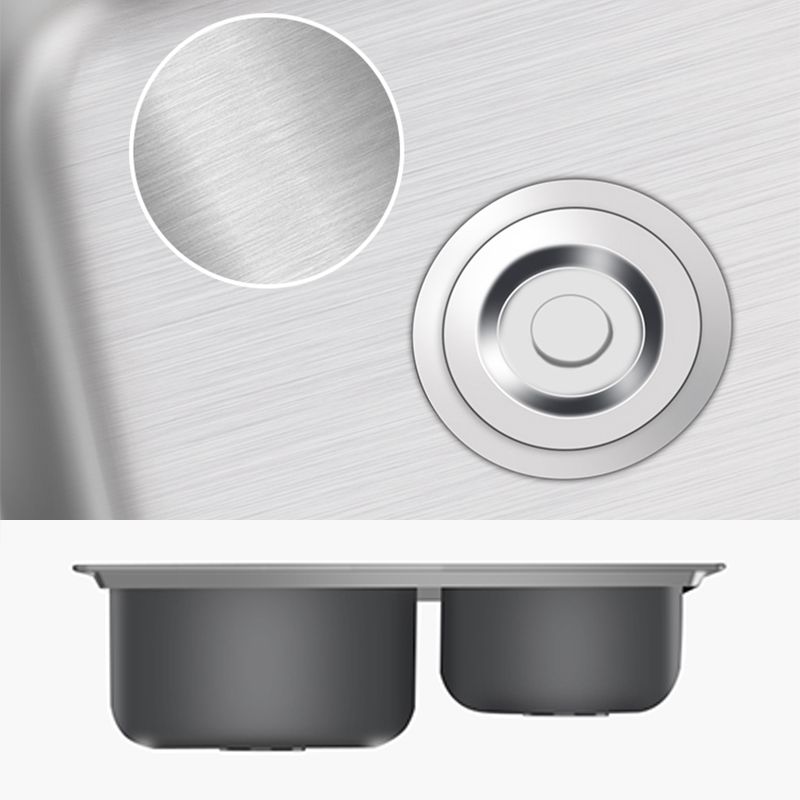 Lisslune | Modern Style Kitchen Sink Stainless Steel 2 Holes Top Mount Kitchen Sink