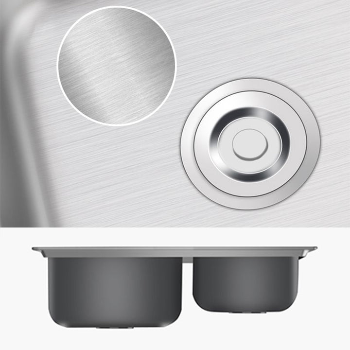 Lisslune | Modern Style Kitchen Sink Stainless Steel 2 Holes Top Mount Kitchen Sink