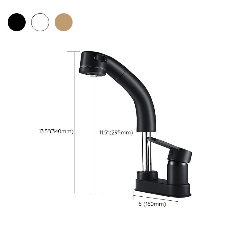 Lisslune | Modern Style Sink Faucet Copper Handle Low Arch Pull-out Sink Faucet