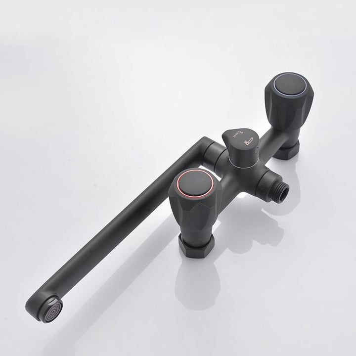 Lisslune | Modern Bathtub Faucet Trim Black Wall Mounted Swivel Spout with Hand Shower