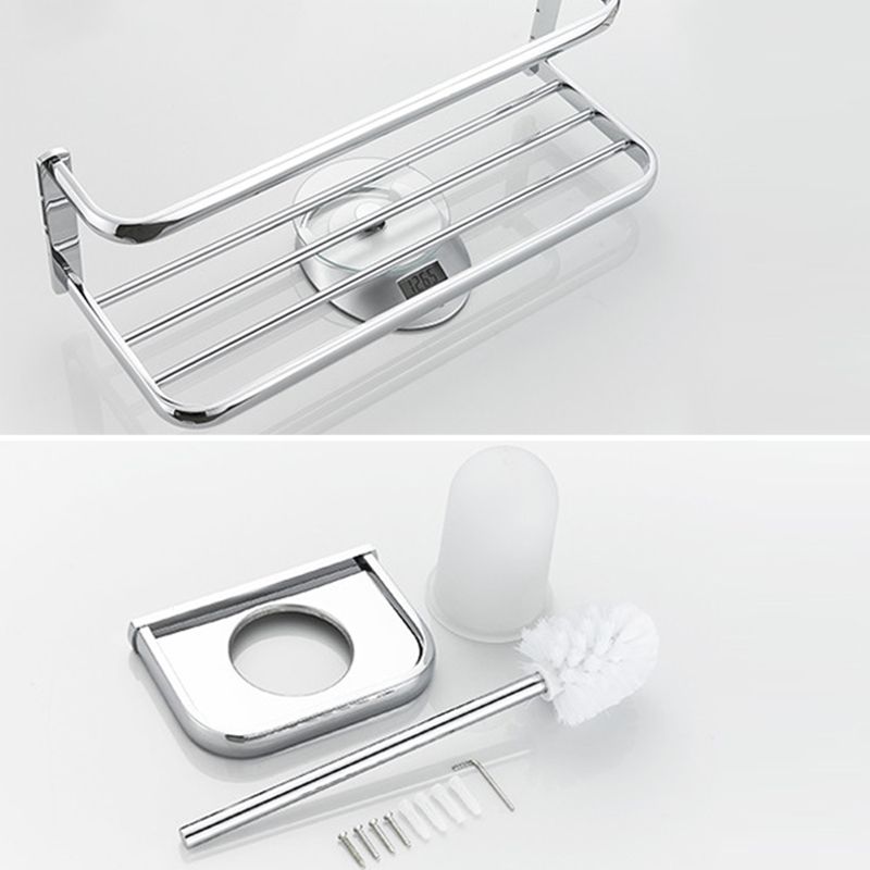 Lisslune | Contemporary silver bathroom set with bathroom shelf and towel rail