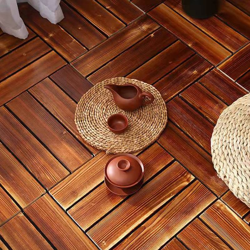 Lisslune | 4-Slat Wood Floor Tiles Interlocking Installation Floor Tiles