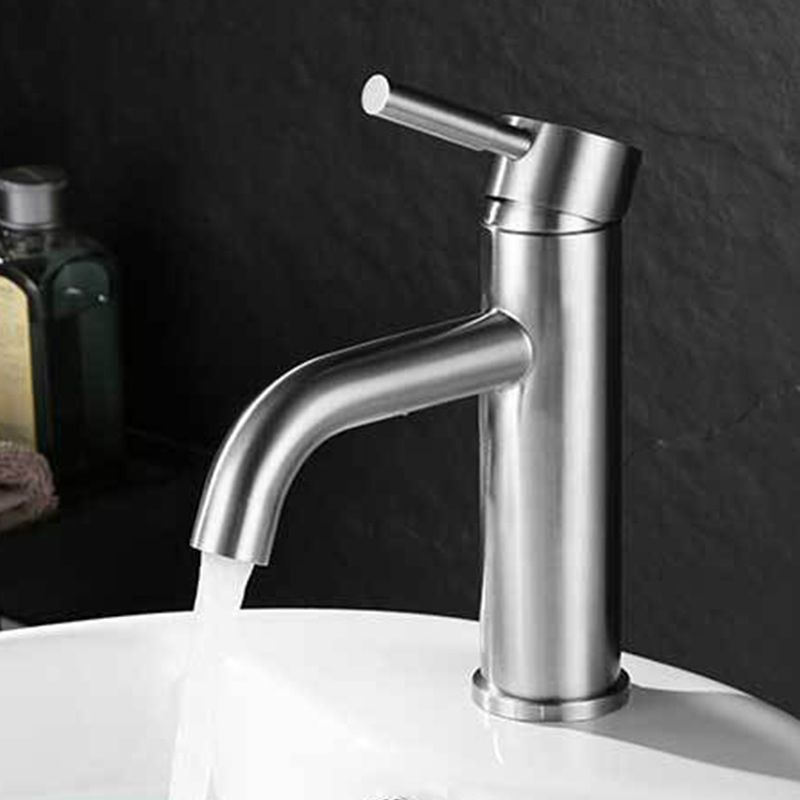 Lisslune | Modern Silver Bathroom Faucet Single Handle Bathroom Tap with Lever Handle
