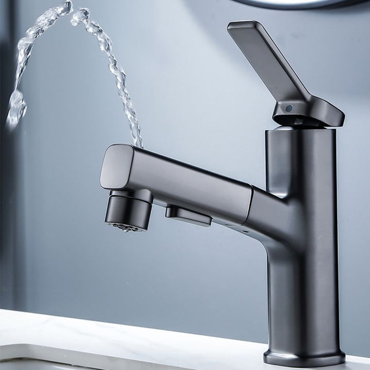 Lisslune | Vessel Sink Faucet Modern Pull-Out Bathroom Faucet with One Lever Handle