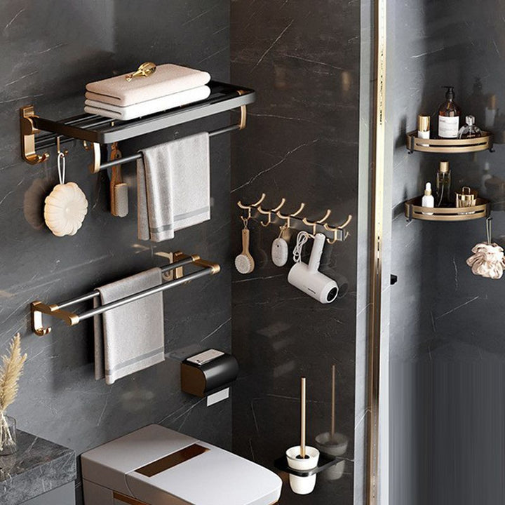 Lisslune | Traditional Black Aluminum Bathroom Fittings Set Bathroom Accessories Kit