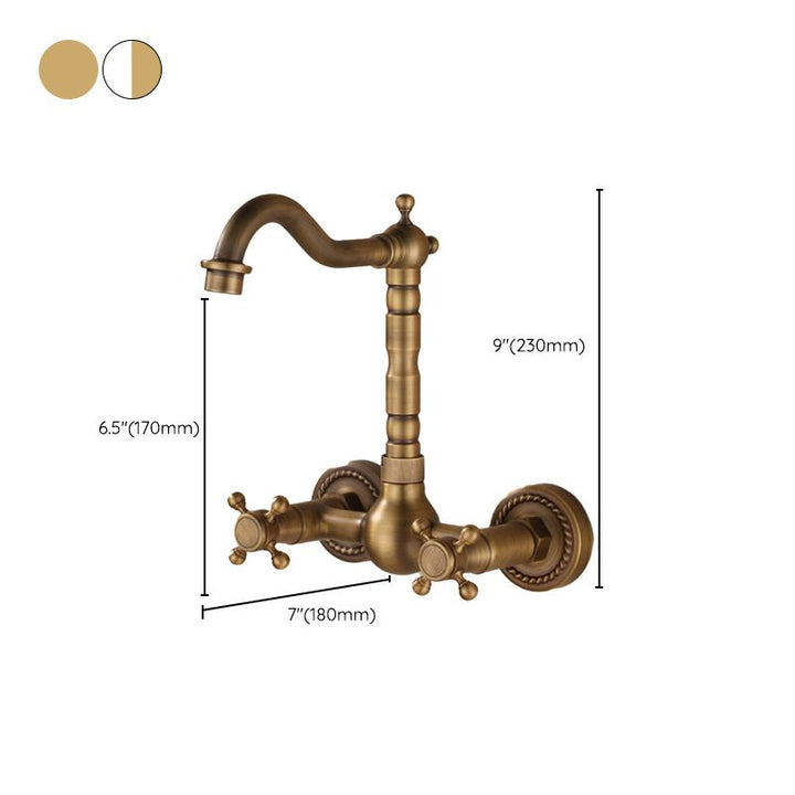 Lisslune | Wall-mounted Fixture Glam Style Bathroom Fixture with 2 Handles