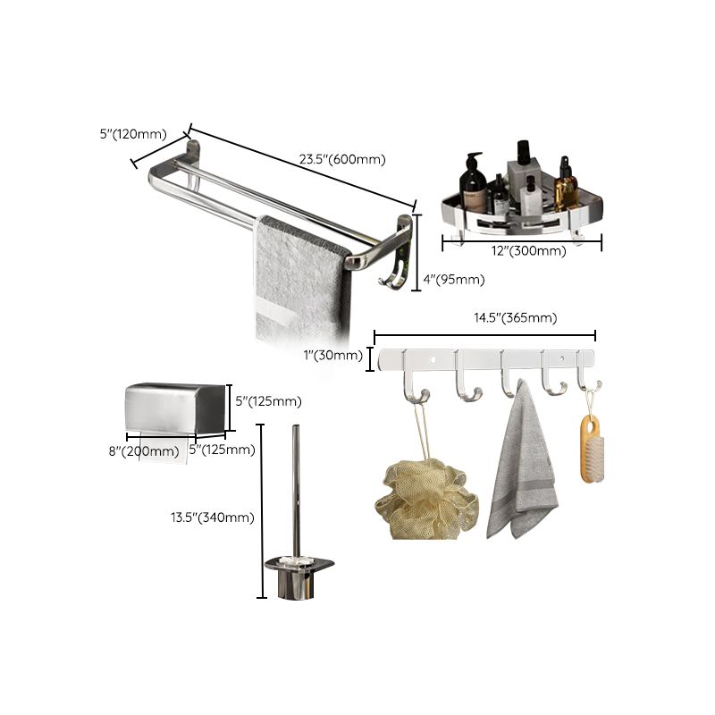 Lisslune | Contemporary Chrome Bathroom Hardware Set Polished Chrome Bathroom Set Made of Stainless Steel