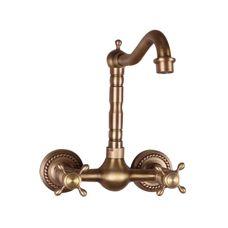 Lisslune | Vintage Bathtub Faucet Two Cross Handle Faucet Solid Copper Wall Mounted Faucet