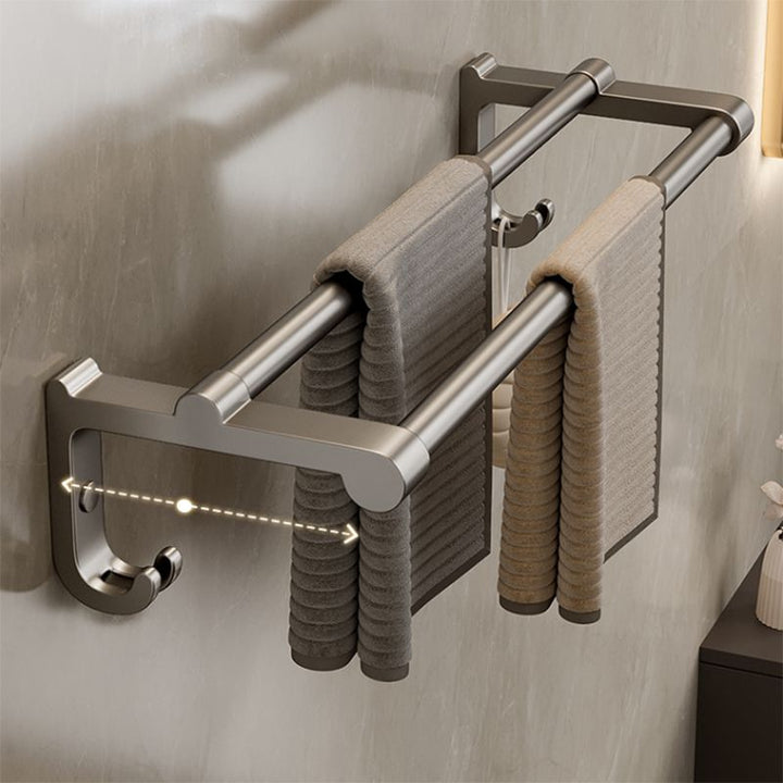Lisslune | Contemporary bathroom accessory set made of matte stainless steel-aluminum with bathrobe hook/towel bar