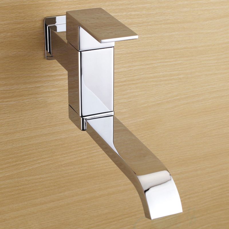 Lisslune | Contemporary Wall Mounted Bathroom Faucet Lever Handles Low Arc Swivel Brass Tap