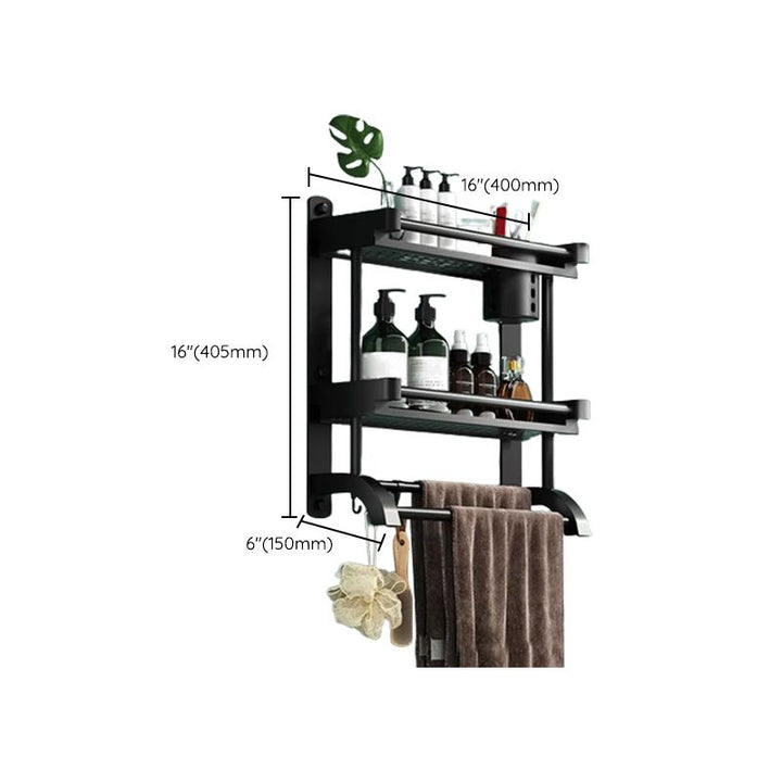 Lisslune | Modern Black Bathroom Accessories Stainless Steel Fitting Set Bathroom Shelf
