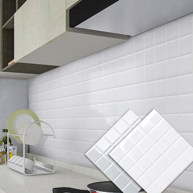Lisslune | Mosaic Tile Wallpaper Plastic Grid Peel and Stick Wall Tile