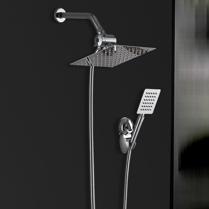 Lisslune | Silver Square Double Shower Head Modern Water Filtration Wall Mounted Shower Head