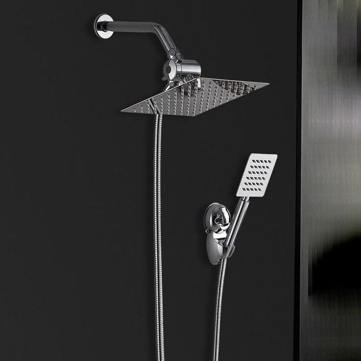 Lisslune | Silver Square Double Shower Head Modern Water Filtration Wall Mounted Shower Head