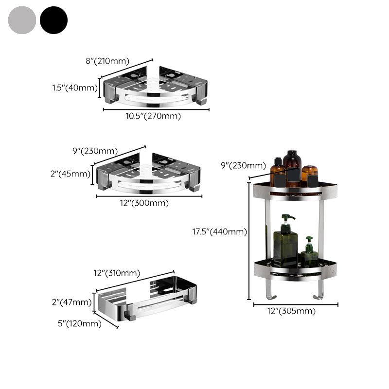 Lisslune | Modern Stainless Steel Bathroom Accessory Set Rectangular & Triangle Bathroom Shelf