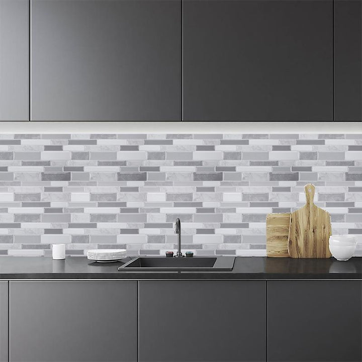 Lisslune | Peel and Stick Wall Tile Rectangle PVC Subway Waterproof Peel & Stick Tile 10-Pack