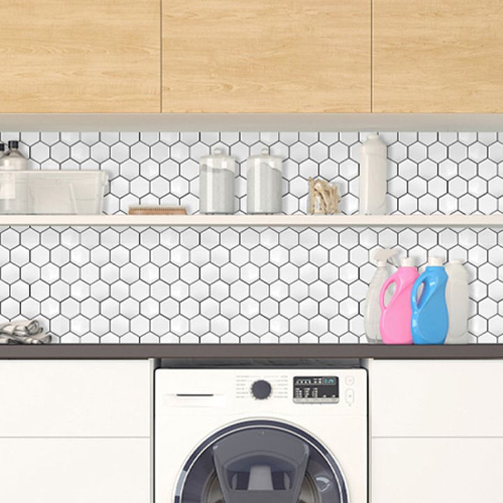 Lisslune | Peel-and-Stick Tiles Hexagonal Waterproof PVC Peel & Stick Mosaic Tile for Shower