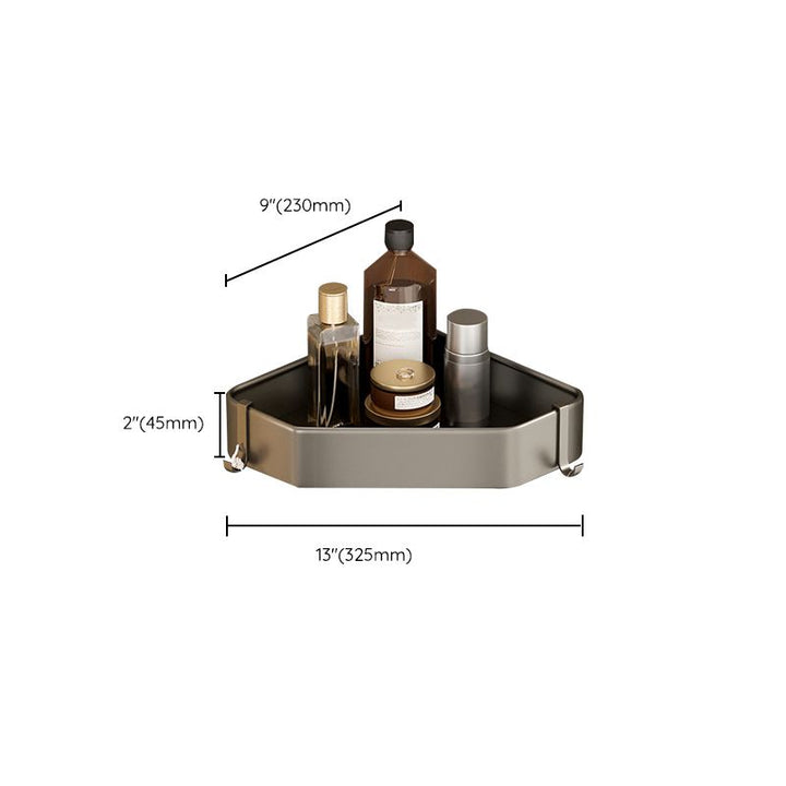 Lisslune | Contemporary Aluminum Bathroom Accessory Set Gray Bath Shelf