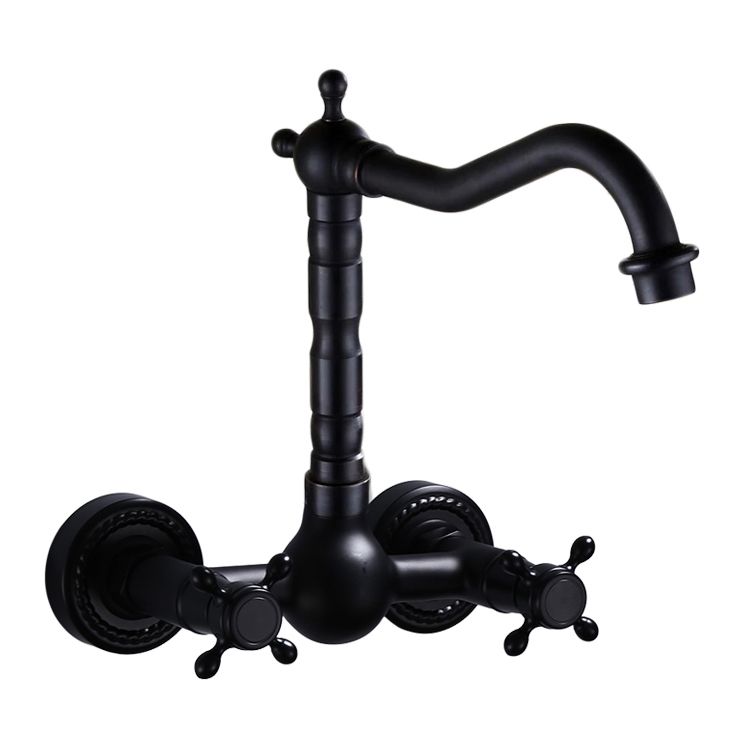 Lisslune | Traditional Wall Mounted Metal Bathtub Filler Low Arc Waterfall Bathroom Faucet