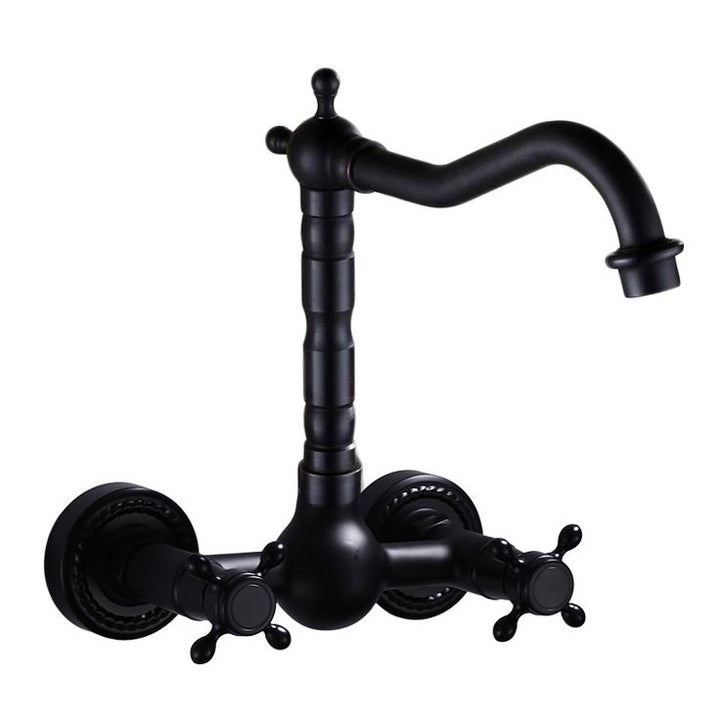 Lisslune | Traditional Wall Mounted Metal Bathtub Filler Low Arc Waterfall Bathroom Faucet