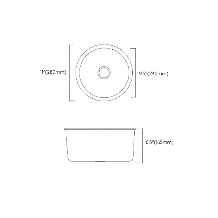 Lisslune | Classic Round Sink Stainless Steel Built-in Sink Non-Slip Round Basin for the Kitchen